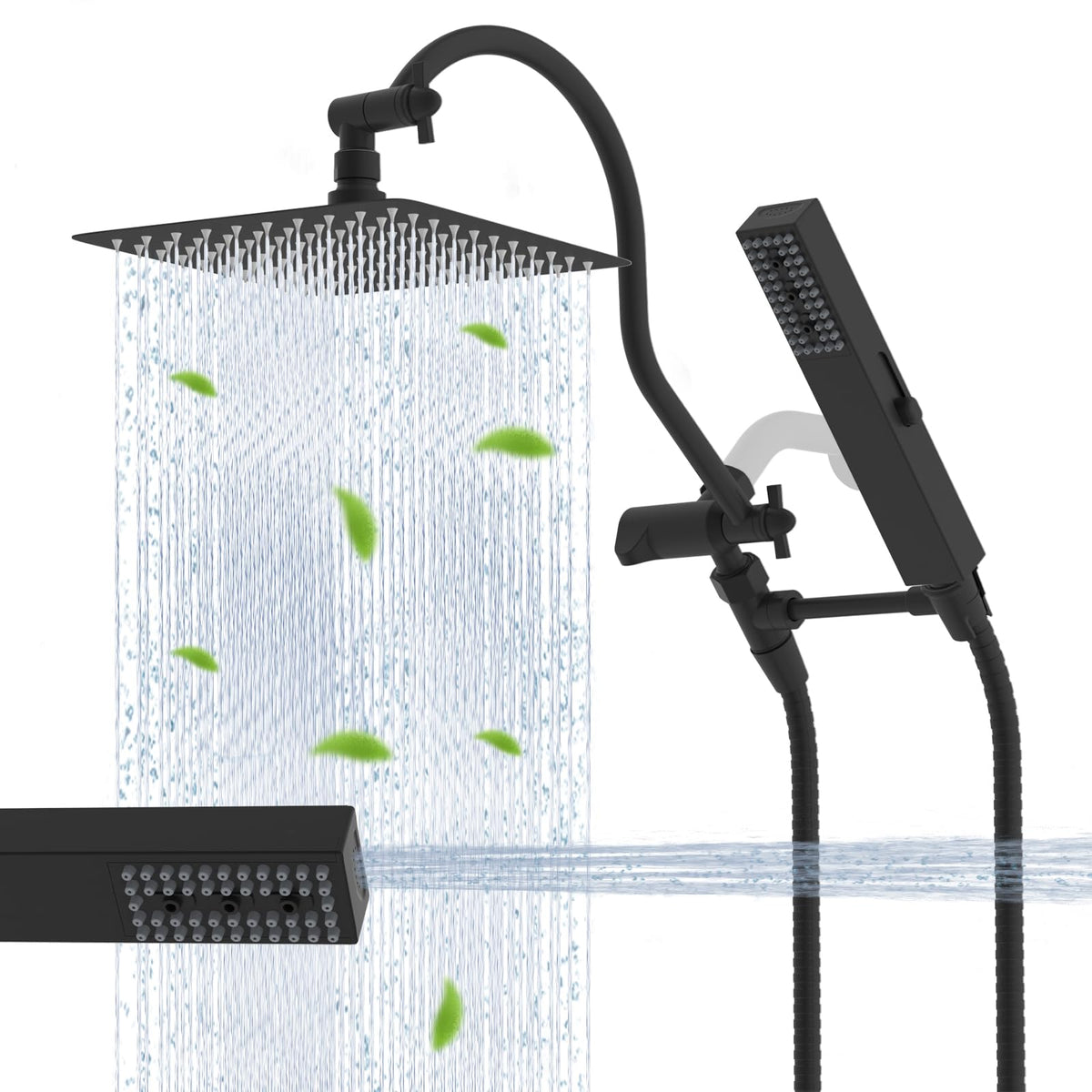 Hibbent rainfall showerhead ten-by-nine inch delivers durable, rust-resistant rain coverage