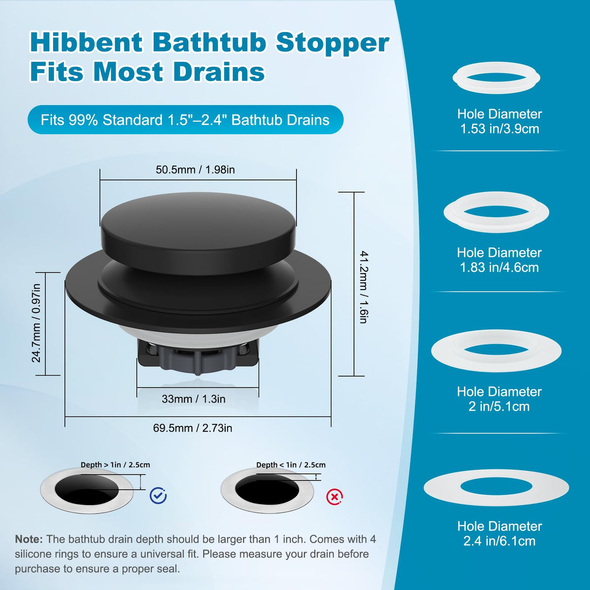 Hibbent removable filter basket ready to catch hair and debris