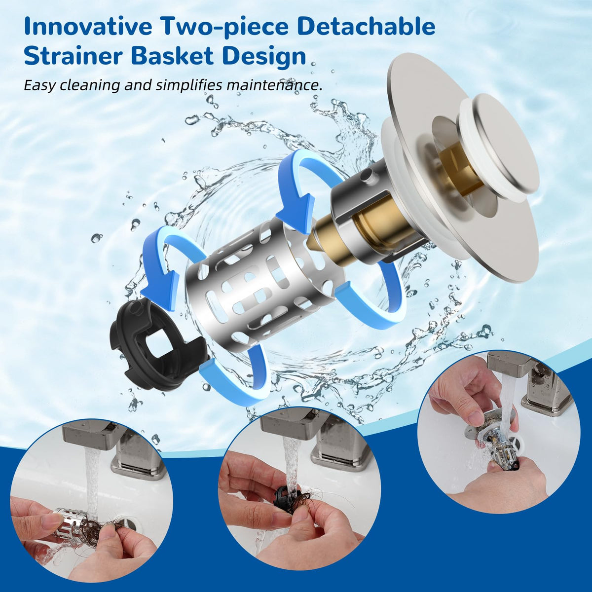 Hibbent dual-layer removable basket enables filtration and quick cleaning