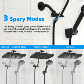 Hibbent shower head holder keeps the head steady for hands-free rinsing.
