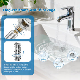 Hibbent sink drain strainer brushed nickel finish prevents clogs while catching hair.