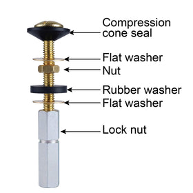 Hibbent solid brass bolts with rubber grommets provide a durable seal