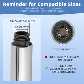 Visual guide showing how to install the Hibbent sprayer head on a faucet
