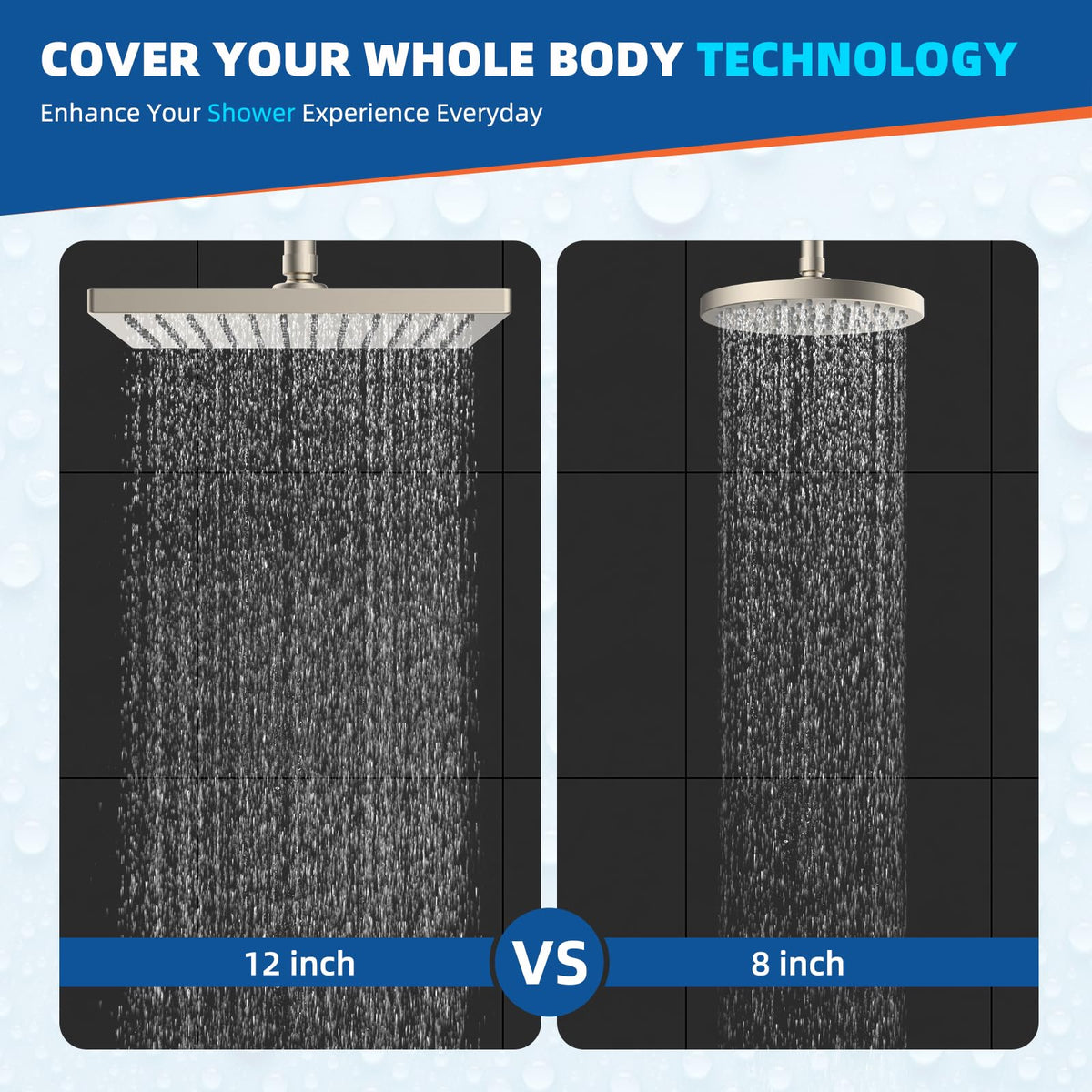 Hibbent square rain shower head with brushed nickel finish adding modern style.