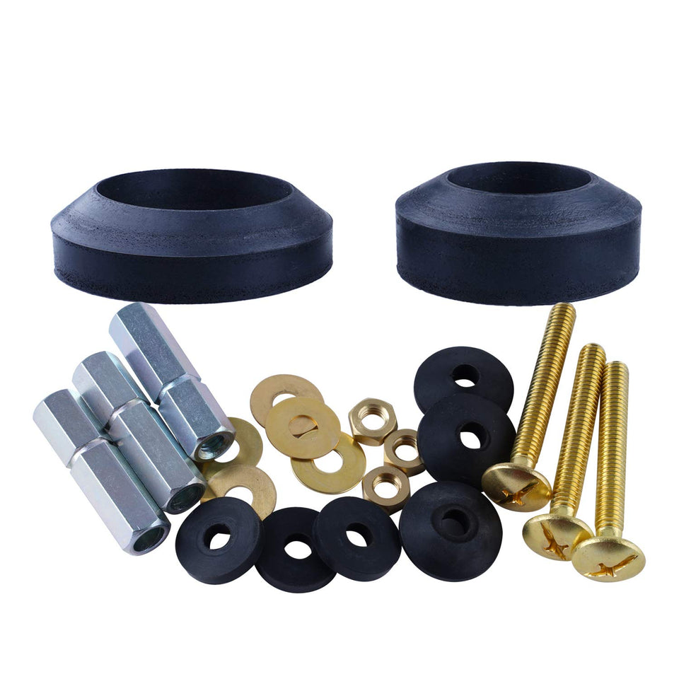 Hibbent tank-to-bowl gasket kit with brass hardware for a secure leak-proof connection.