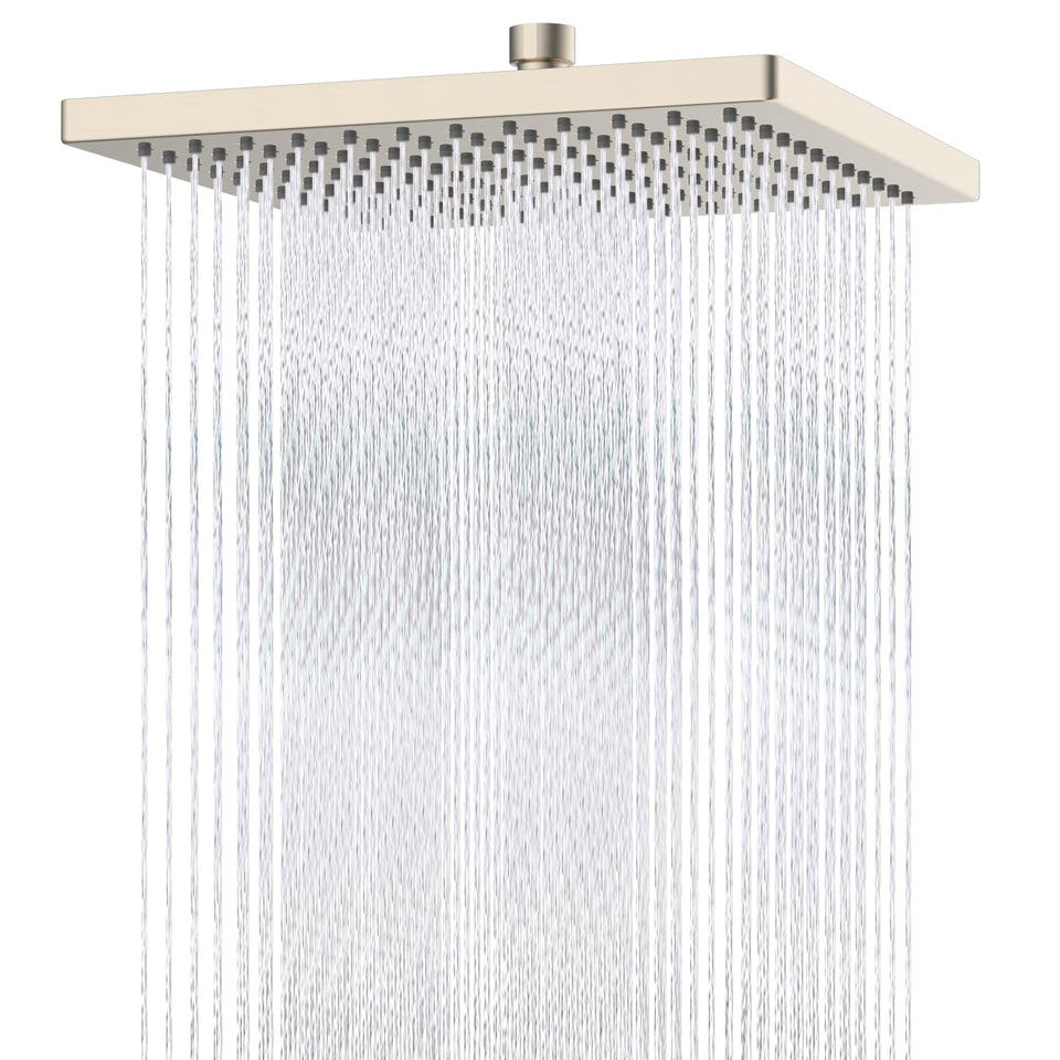 Hibbent thickness metal square rain shower head, front view, offering wide coverage.