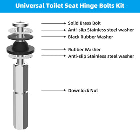 Hibbent toilet bolts kit nuts and washers close-up shows reliable rubber gaskets.