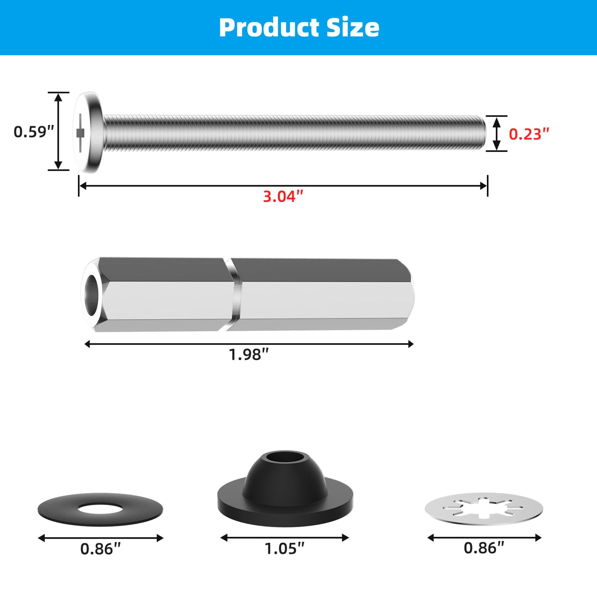 Hibbent toilet bolts kit polished chrome finish gleams on stainless hardware.