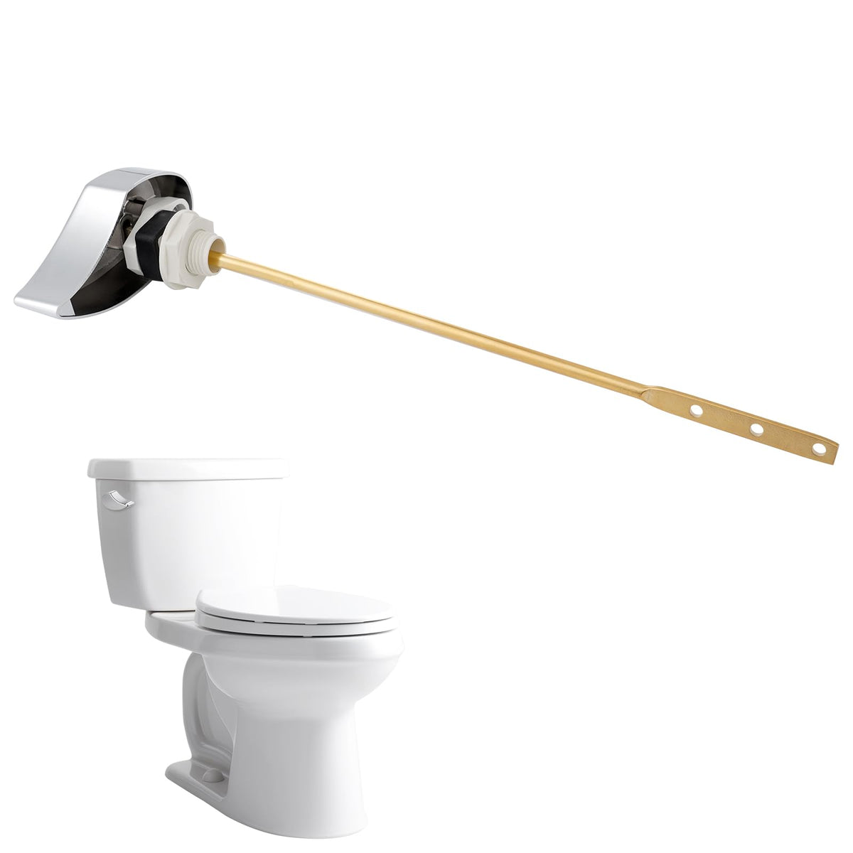 Hibbent chrome toilet handle side-mount assembly for quick upgrade.