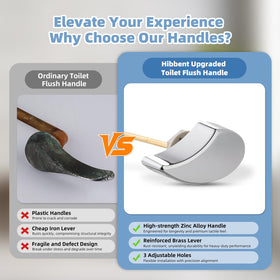 Hibbent chrome toilet handle with adjustable end holes for flexible fit.