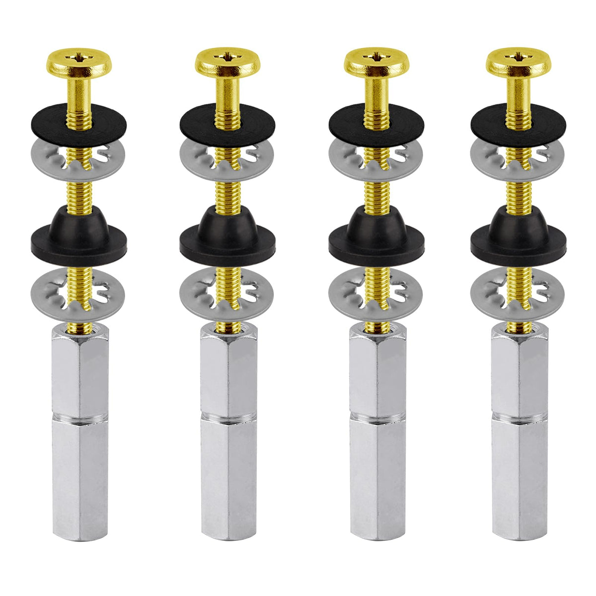 Hibbent toilet-seat bolts kit ready for universal installation showing all components