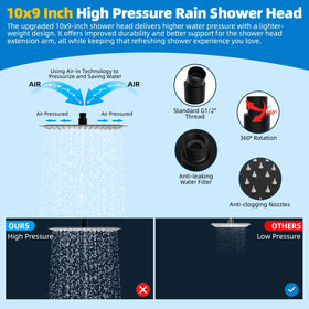 Hibbent twelve-inch extension arm raises and angles the shower head for tall users