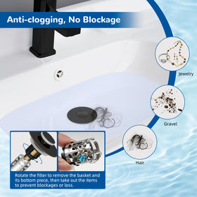 Hibbent two-layer-basket traps hair and debris effectively.
