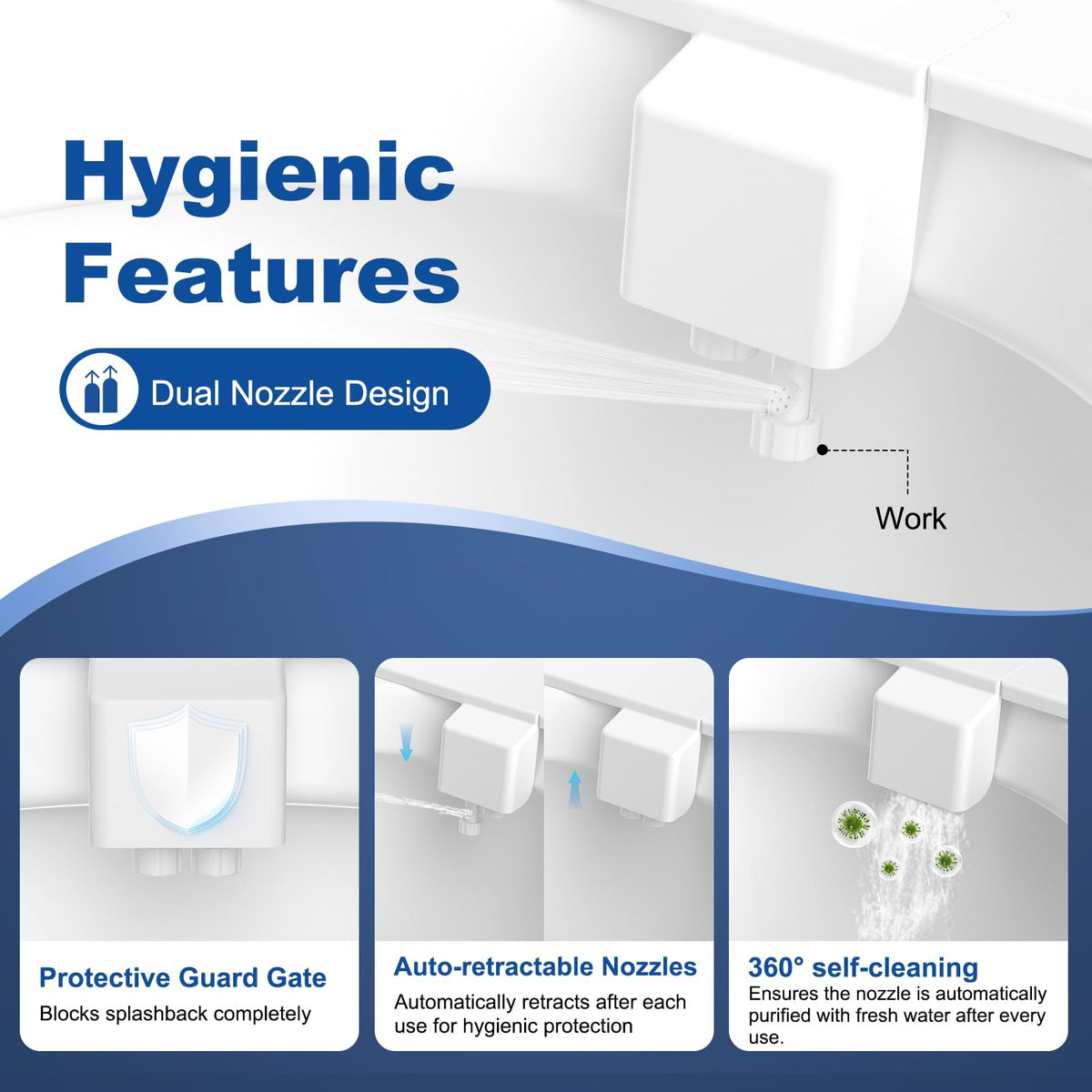 Hibbent bidet pressure control close-up for customizable water power.