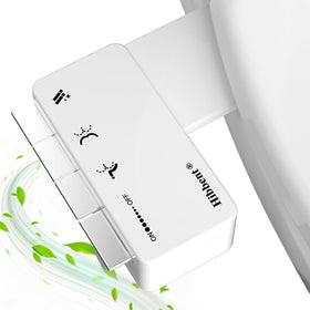 Hibbent Ultra-Slim Bidet attachment close-up showing compact under-seat design and fit.