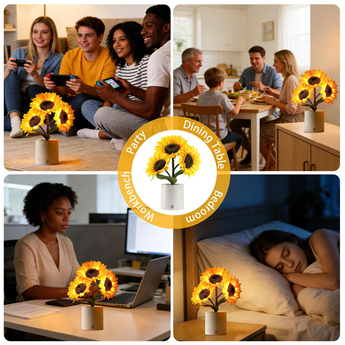 hibeauti sunflower-lamp adds inviting warmth to cafes and bars