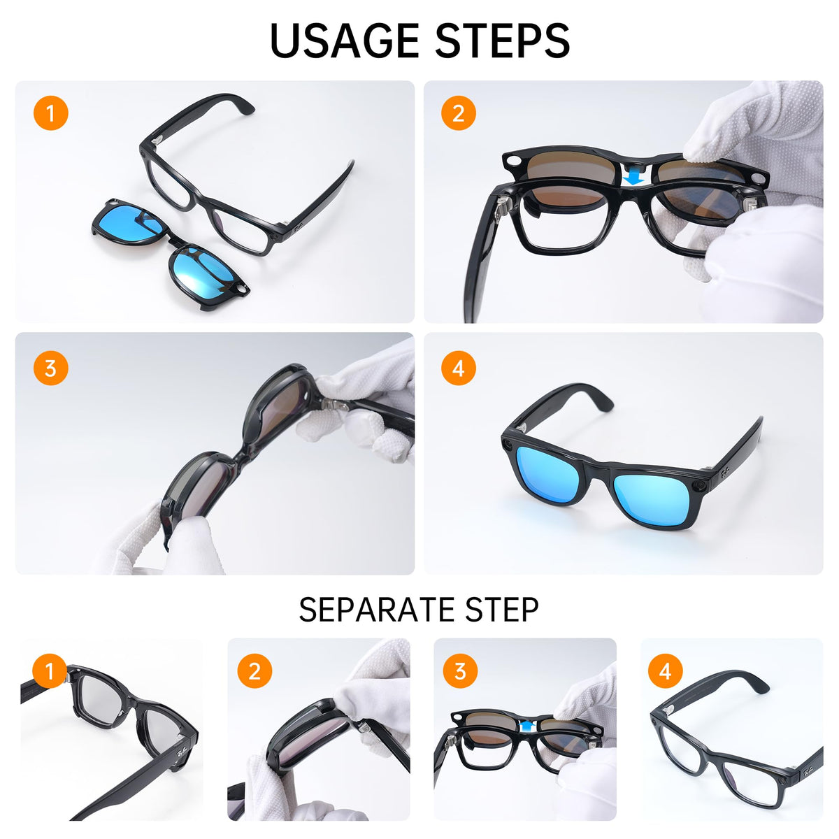 HIBLOKS purple clip-on for Ray-Ban Meta Wayfarer offering polarized protection
