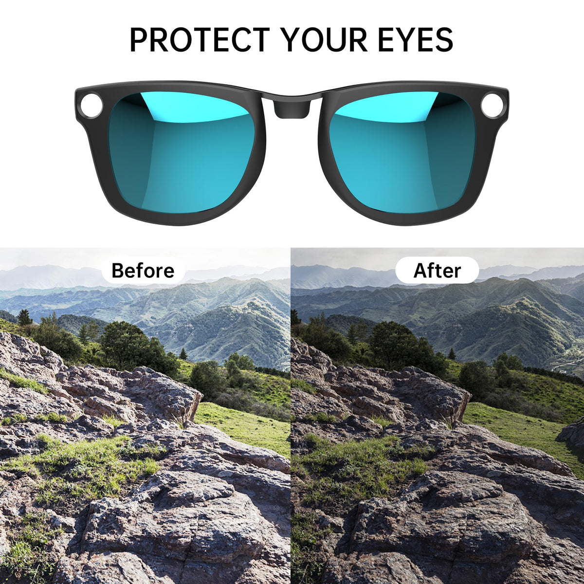 HIBLOKS four-color clip set in silver for Ray-Ban Meta Wayfarer