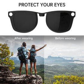 HIBLOKS easy-clip attachment for Ray-Ban Meta Wayfarer enables quick transitions.