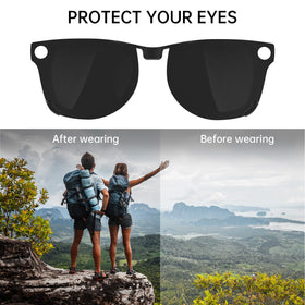 HIBLOKS easy clip-on attachment on Ray-Ban Meta Wayfarer Gen 2 for quick shade switch.