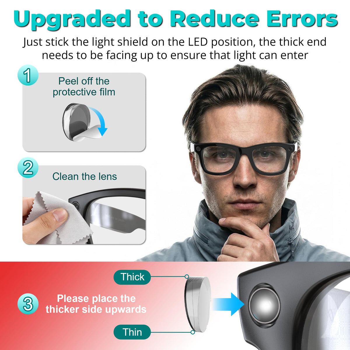 HiBloks LED blocking stickers for Ray-Ban Gen 2 protect photo quality during shoots.