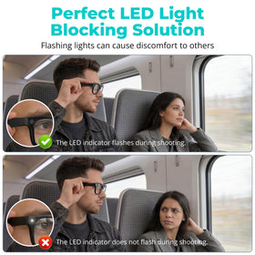 HiBloks LED blocking stickers for Ray-Ban Headliner strobe-area discreet wear.