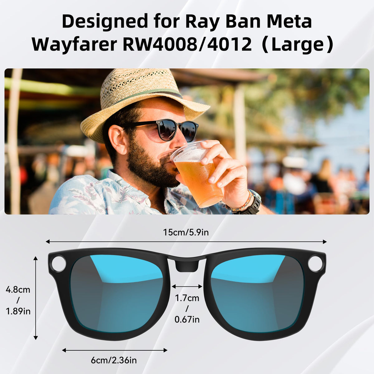 HIBLOKS polarized clip-on for Ray-Ban Meta Wayfarer in pink adds color and comfort outdoors