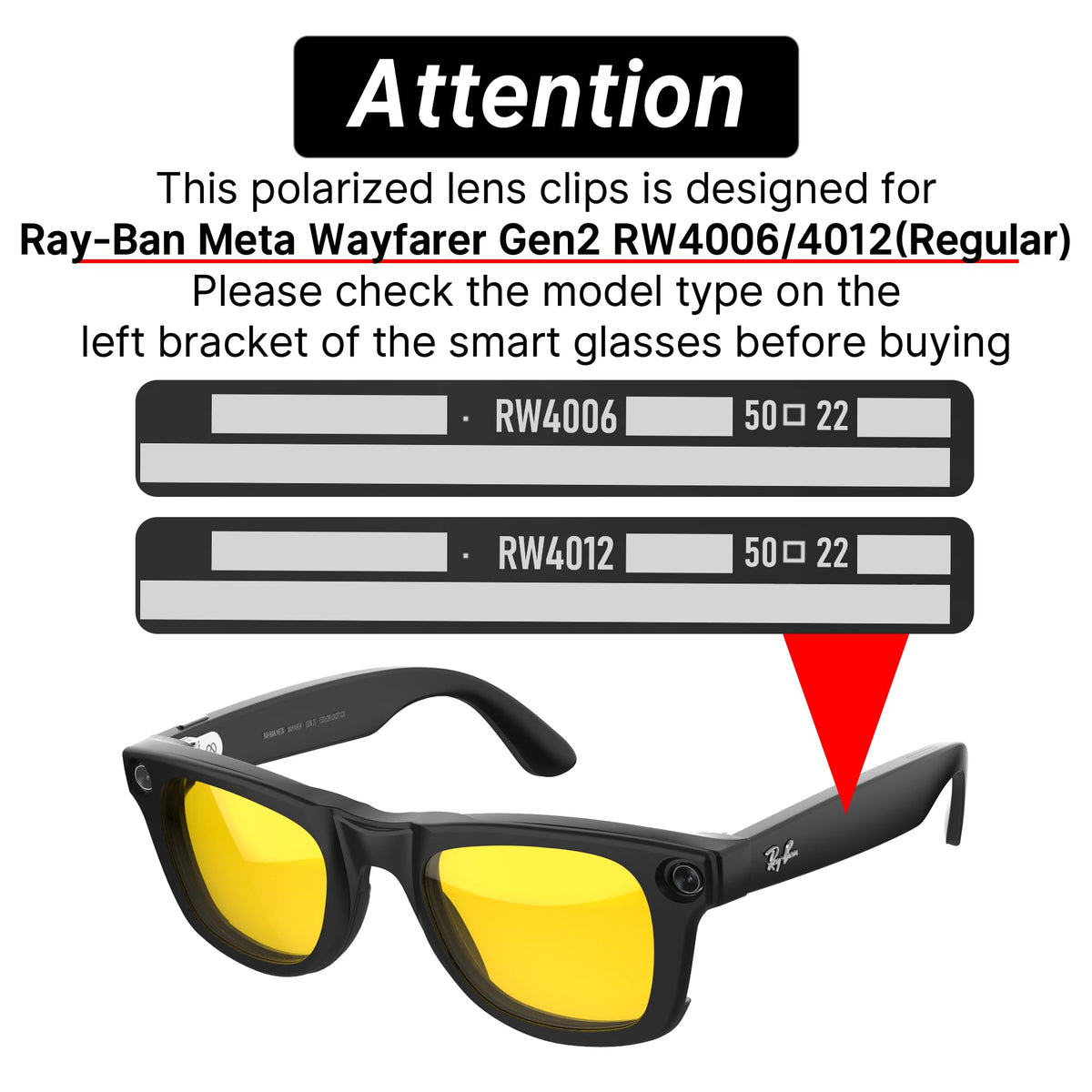 HIBLOKS polarized clip for Ray-Ban Meta Wayfarer RW4012 enhances daytime comfort.