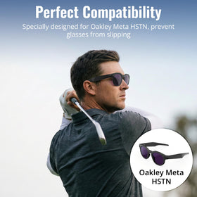 HiBloks silicone sleeve on Oakley Meta HSTN temple showing soft texture