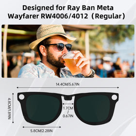 HIBLOKS polarized clip-on on Ray-Ban Meta Wayfarer for quick shade while driving