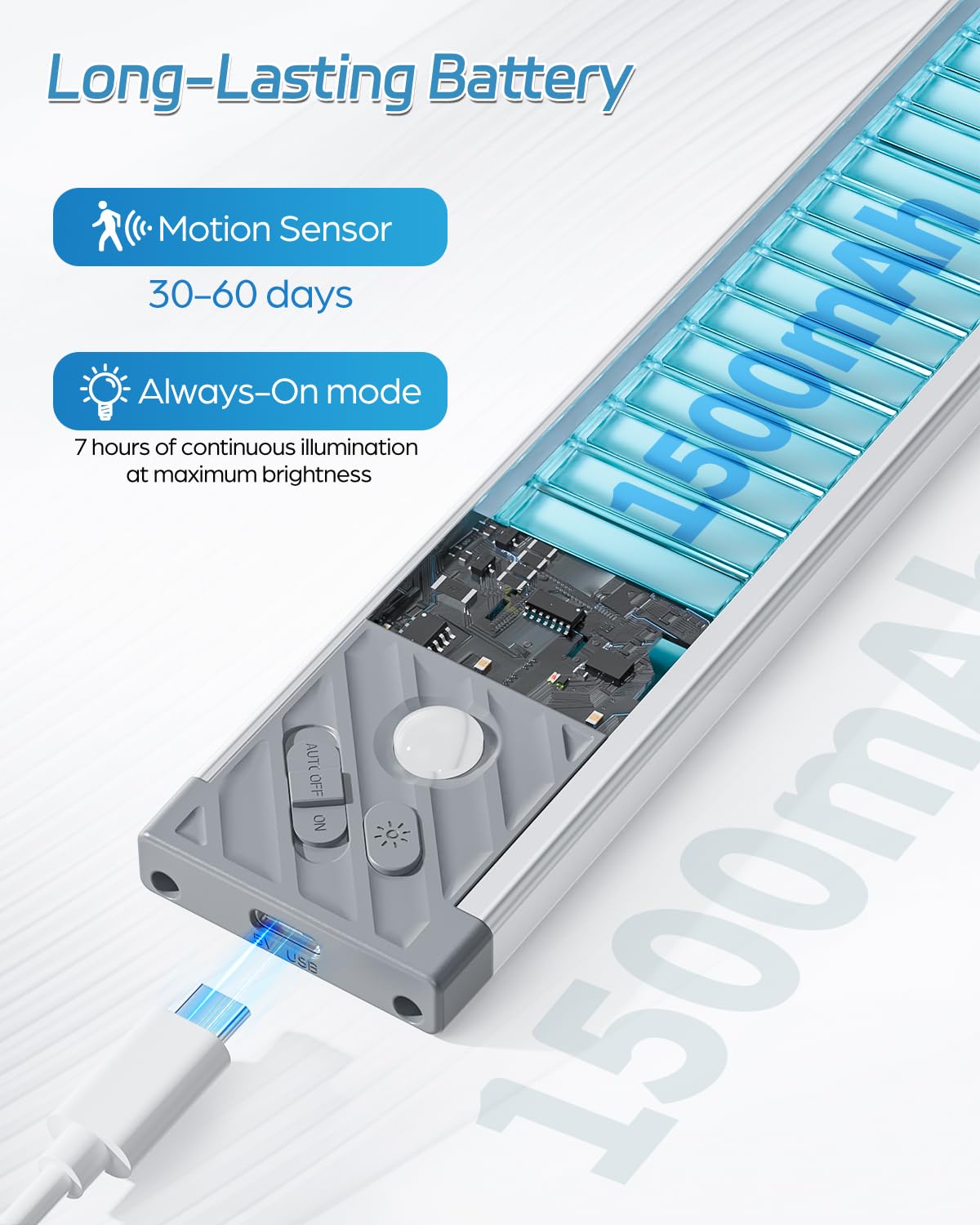 HIBOITEC always-on mode provides continuous lighting for tasks and reading.