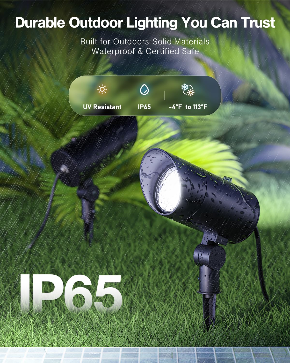 HIBOITEC glass lens delivers clear outdoor illumination.
