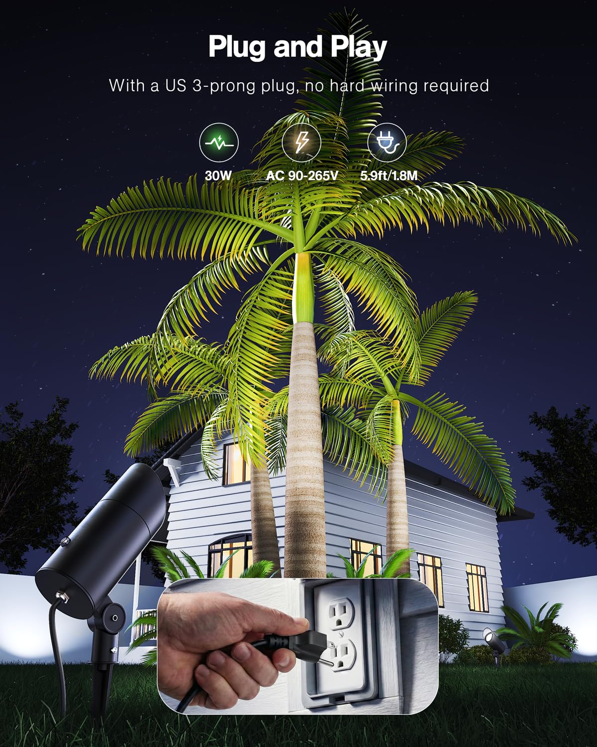 HIBOITEC ground stake enables quick tool-free installation.