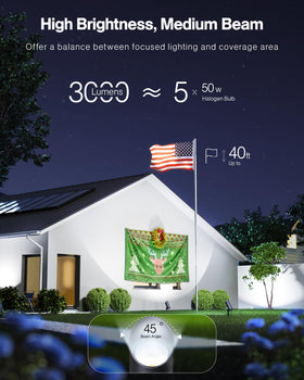 HIBOITEC spot light with 45-degree beam for precise targeting.