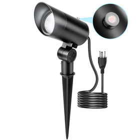 HIBOITEC spotlight with dusk-to-dawn sensor enables energy-saving outdoor lighting.