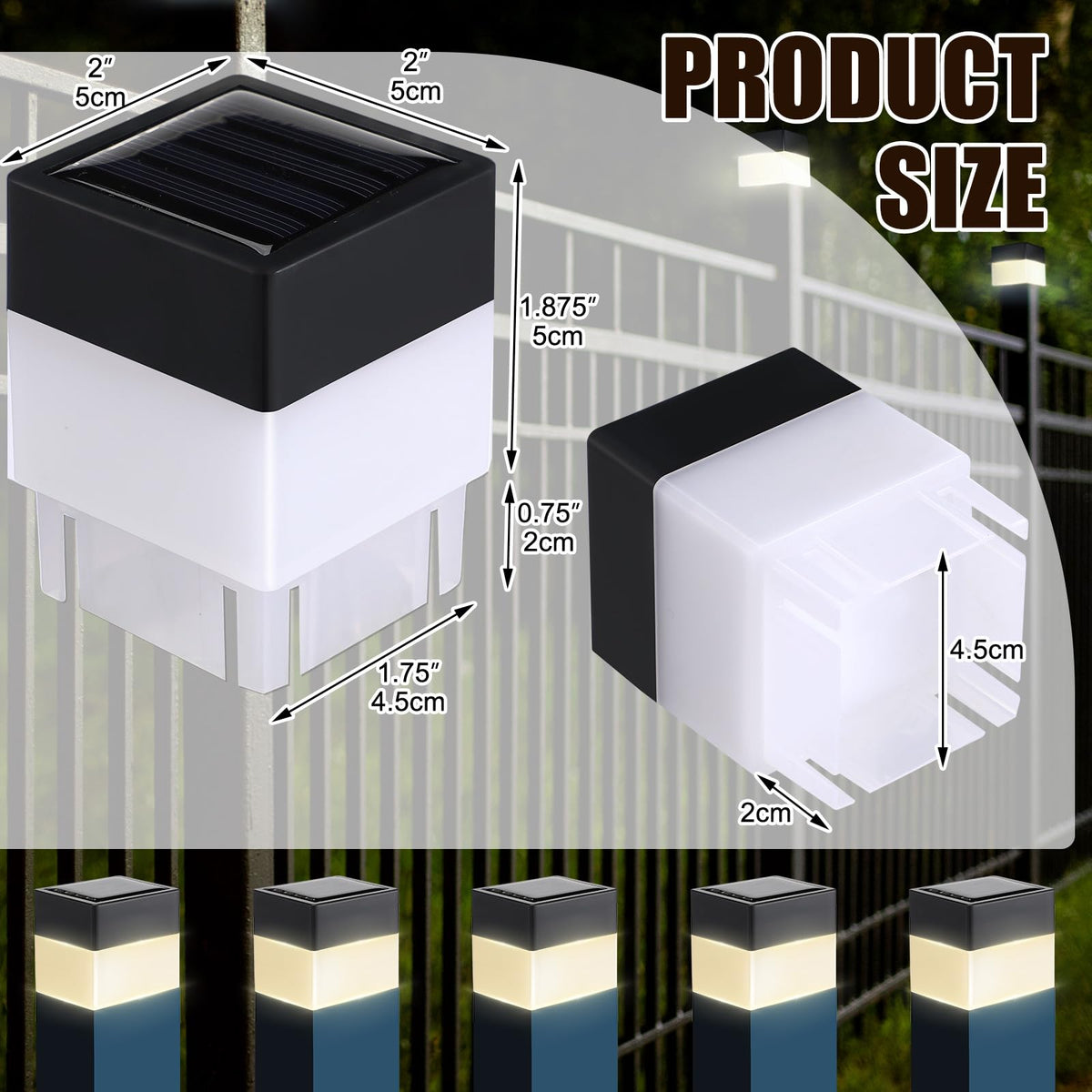 Hicarer 2x2 inch fence post cap lights adding durable outdoor ambiance