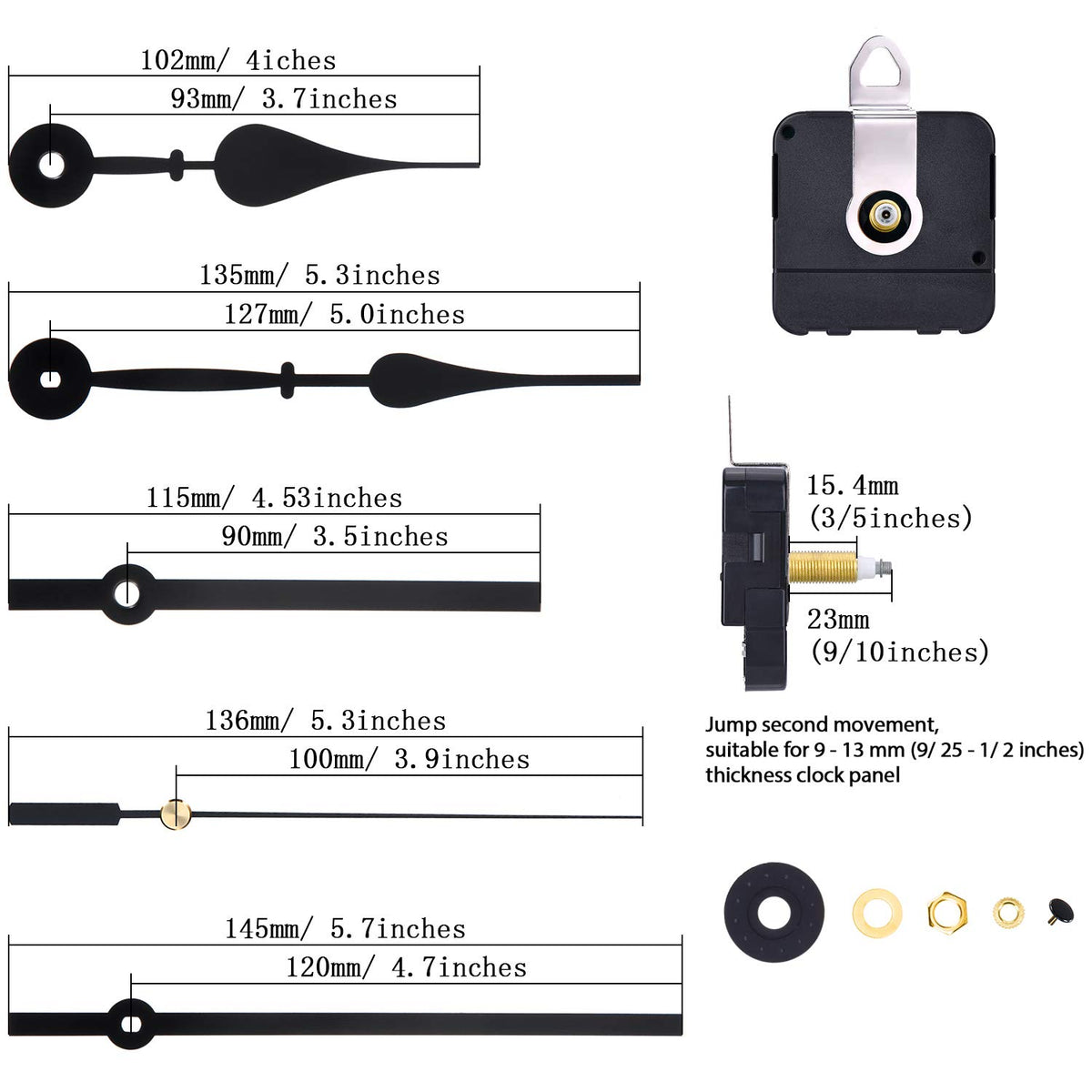 Hicarer clock hands kit with two minute and two hour hands for easy replacement