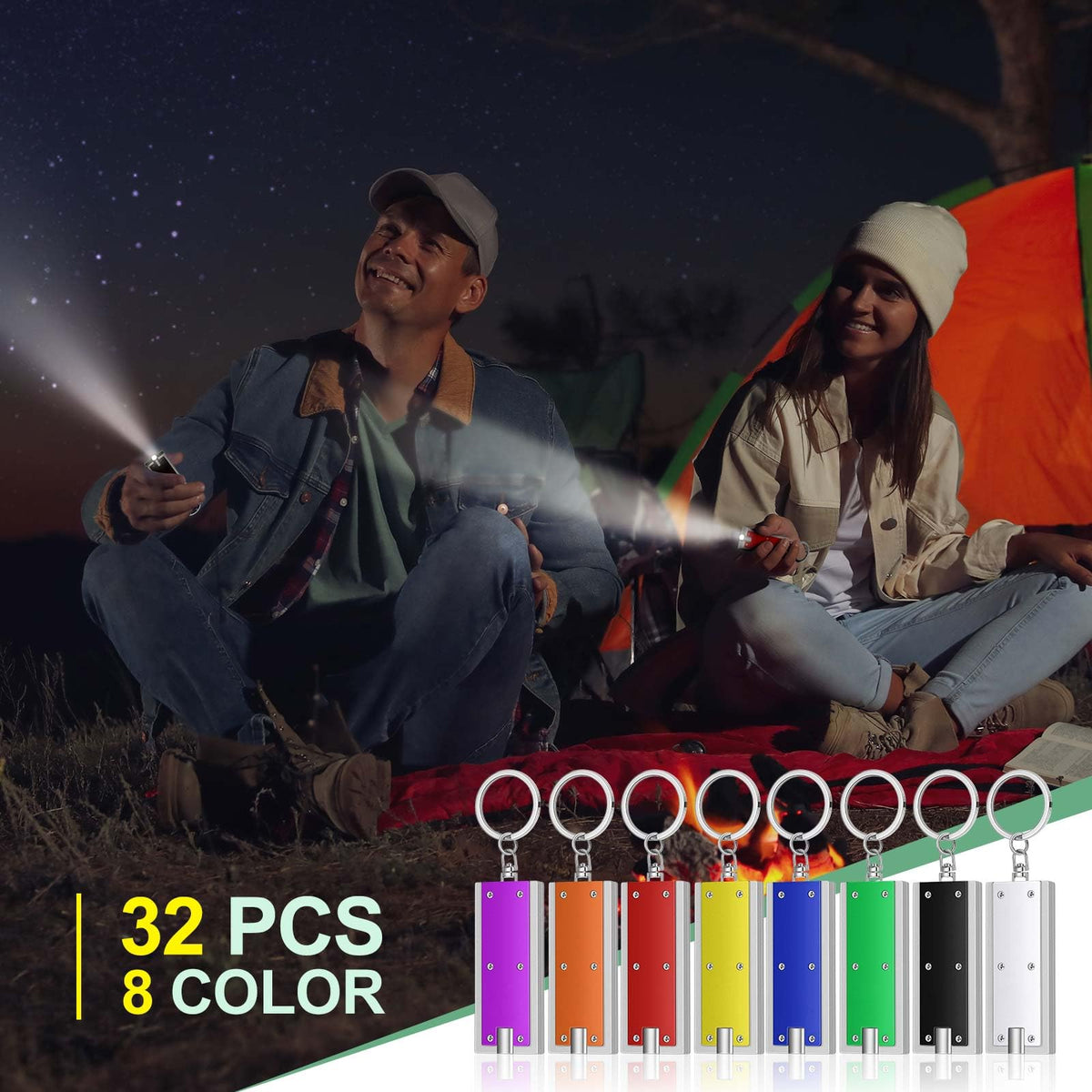 Hicarer flat cuboid design keychain light fits hand and bag