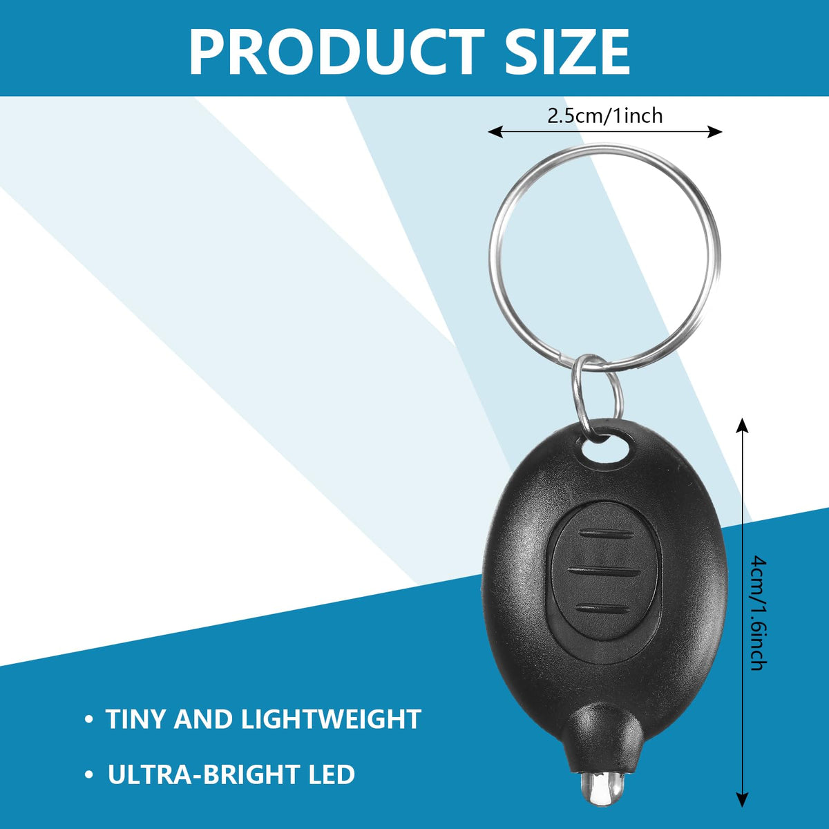 Hicarer mini keychain flashlight on metal key ring for quick, easy access.