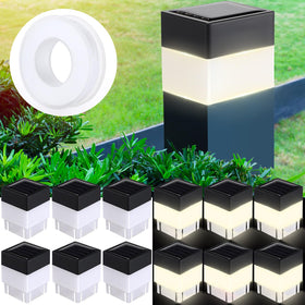 Hicarer solar post cap lights 12 pack mounted on fence posts for warm yellow illumination