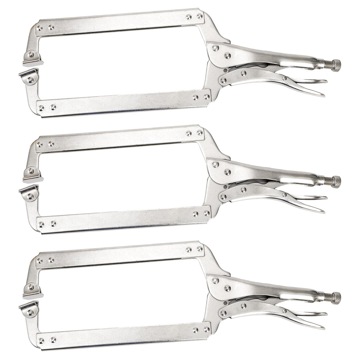 Hiceeden 18-inch deep C-clamp with swivel pad for precise welding holds.