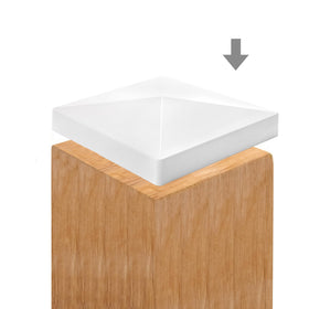 Hiceeden post cap installation showing screw-free fit on post