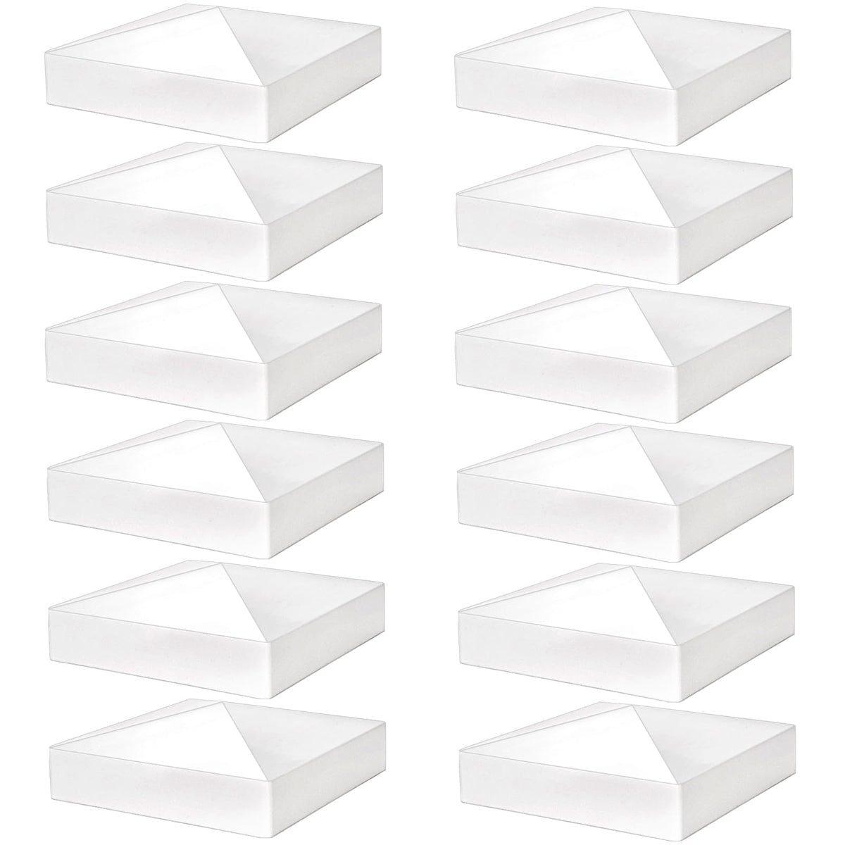 Hiceeden vinyl fence post cap in pyramid white on 5x5 post