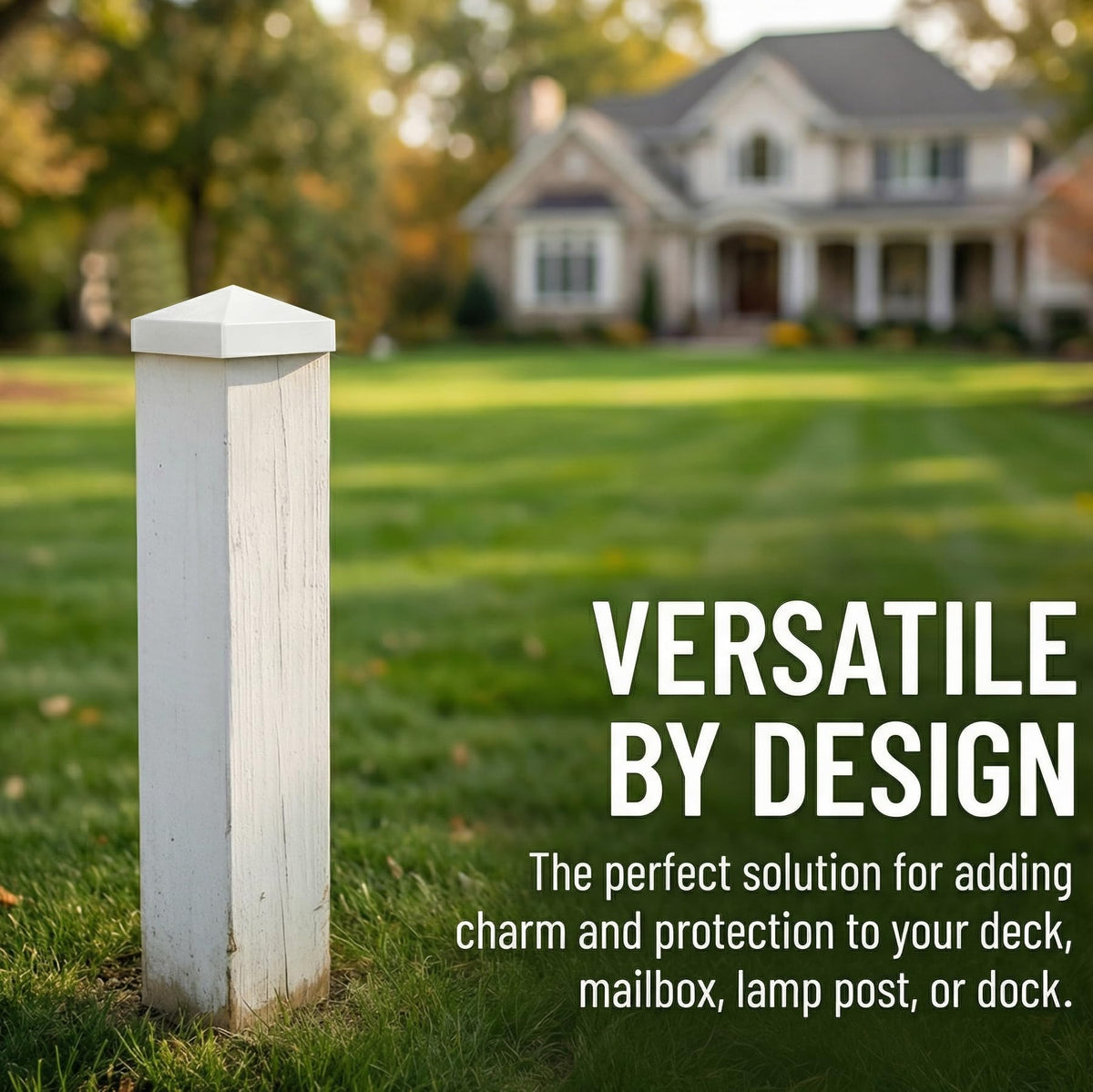 Hiceeden white post cap provides clean, finished look