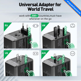 HICHOR 6-in-1 adapter with 3 USB-C and 2 USB-A ports enables simultaneous charging.