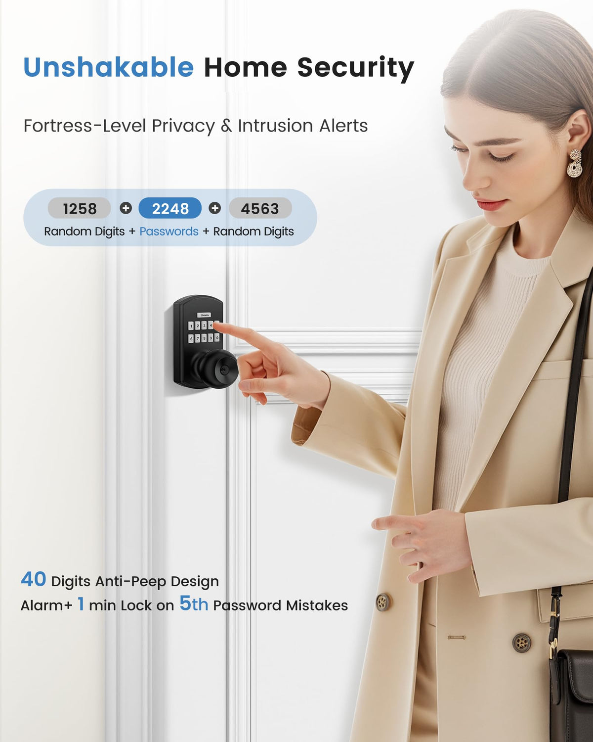 Hidalife keypad door lock easy-install design with clear setup steps