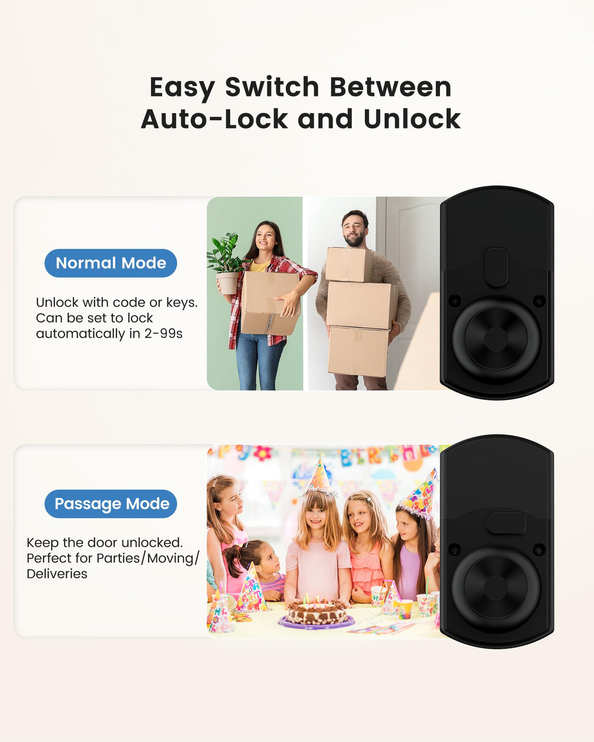 Hidalife keypad door lock interior panel facilitates quick maintenance access and battery checks