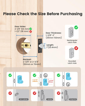 Hidalife keypad door lock fits standard doors for simple, universal installation