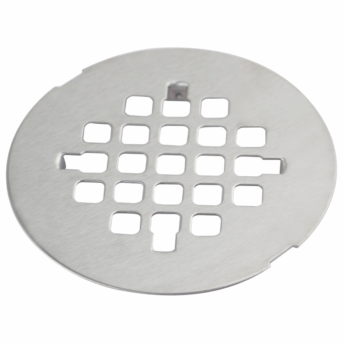 HIDROP brushed nickel shower drain cover close-up showing a sturdy stainless steel grid.