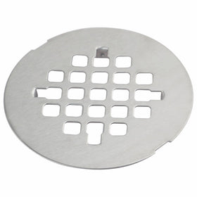 HIDROP brushed nickel shower drain cover close-up showing a sturdy stainless steel grid.